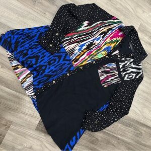 Calessa Black and Multicolor Patterned Shirt
